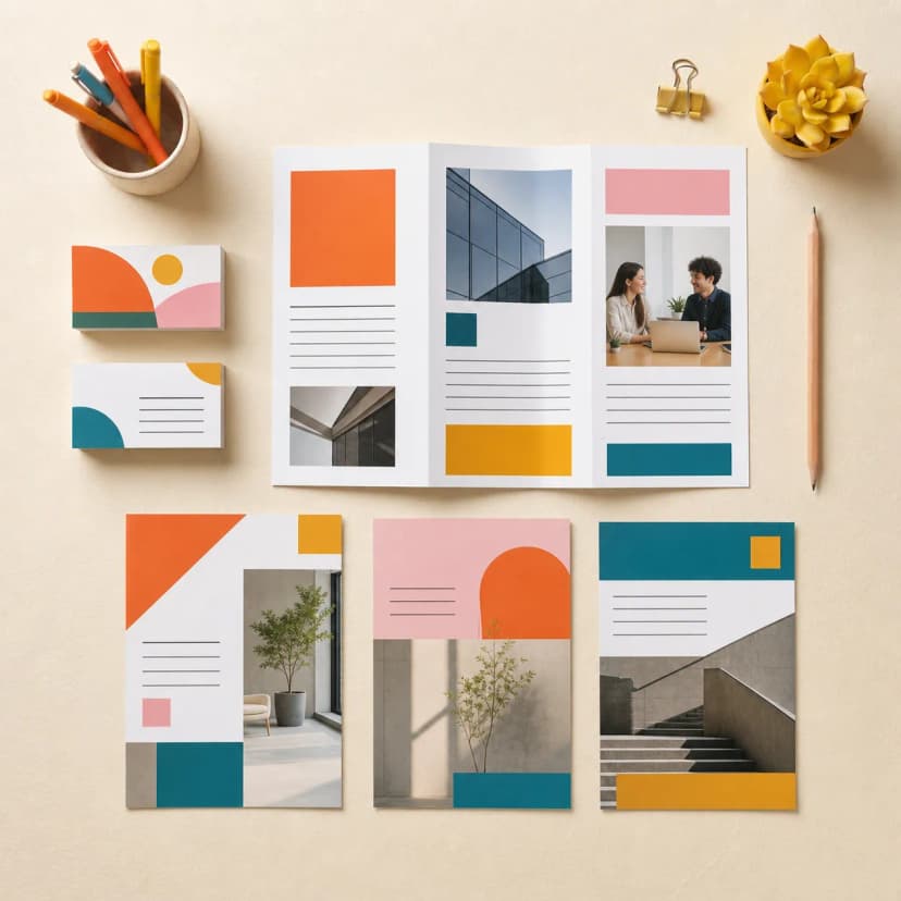 Sample of printed marketing and event design materials
